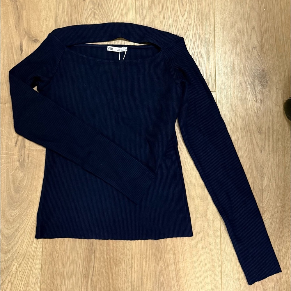 Zara long sleeve top - navy
